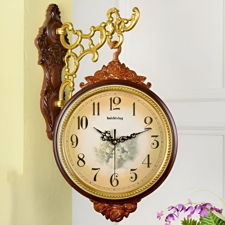 New Vintage Haizixing Double Sided Wall Clock High Quality Beautiful Wall Clock Fancy And Attractive Wall Clock Smooth Machine Wall Clock Hanging Wall Clock For Home Interior And Decor